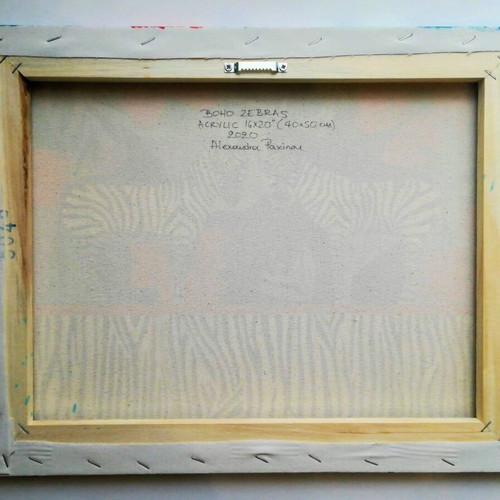 Boho Zebras Painting Acrylic on Canvas 40x50 cm New