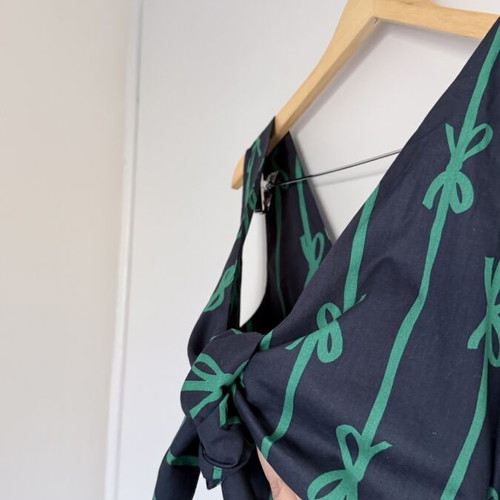 Smile Backless Dress Like New, Cotton, Blue and Green, Size S