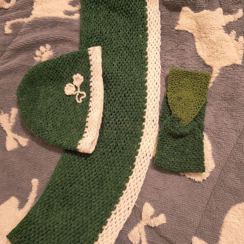Handmade scarf hat and headband set new, green