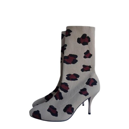 Stuart Weitzman Violetta sock boots new, tan leopard print, size 39.5