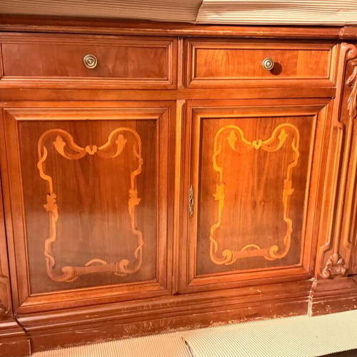 Palazzo Athens dining buffet refurbished, solid wood with marquetry