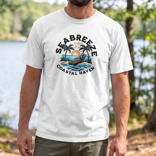 T-shirt Sea Breeze unisex new, white, polyester jersey