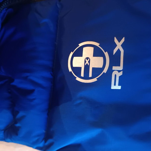 Polo Ralph Lauren RLX Leather Vest like new, blue, down-filled