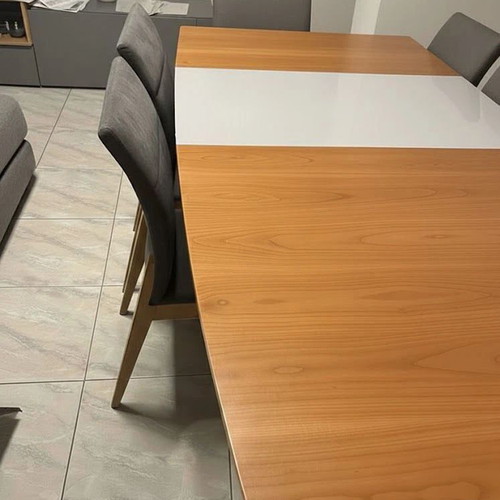 Eleni Natsi solid wood extendable dining table like new, cherry tone