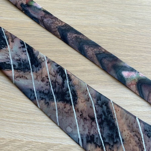Handmade tie new from 100% pure silk with painted blue and brown designs