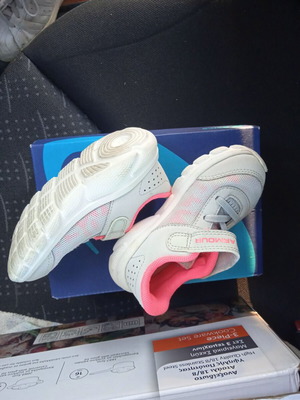 Under Armour girls' athletic shoes used, size 22, gray and pink