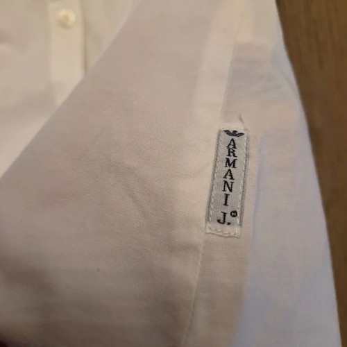 Armani Jeans White Blouse with Pleated Details, Like New, Size 10