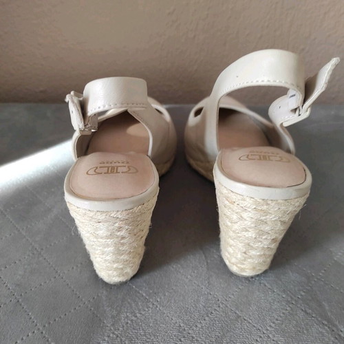Dune platform sandals size 39 new, beige leather