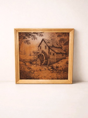 Laser Engraved Picture new with lacquered wooden frame 30x30 cm