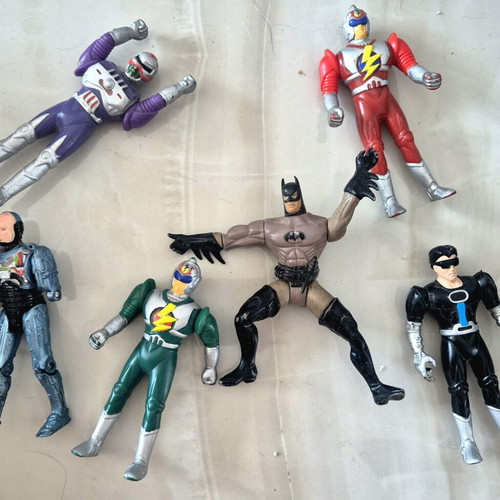 Comic Hero Figures used, pack of 6, 12-13 cm, various brands