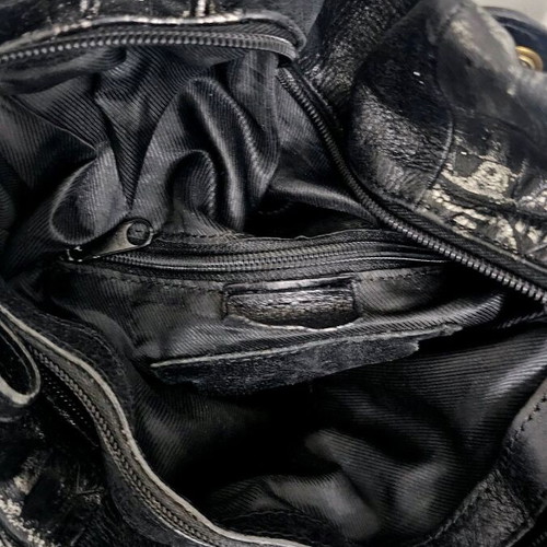 L.CREDI shoulder bag used, leather, black and silver