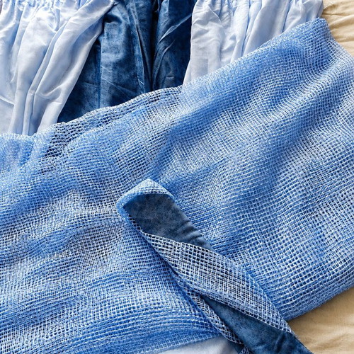 Curtains set of 4 like new, blue razmir and light blue georgette