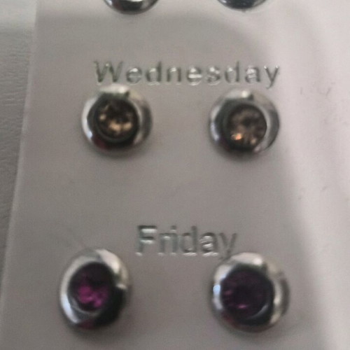 Stud earrings set of 3 pairs like new with multicolored crystals