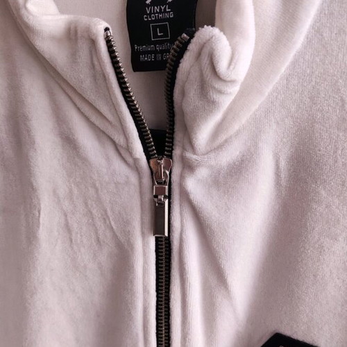 Vinyl velvet cardigan new, white, size Large