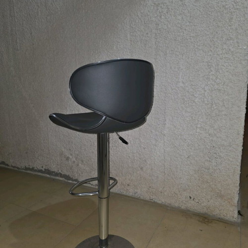 Bar stools with backrest and adjustable height, set of 2, gray/silver
