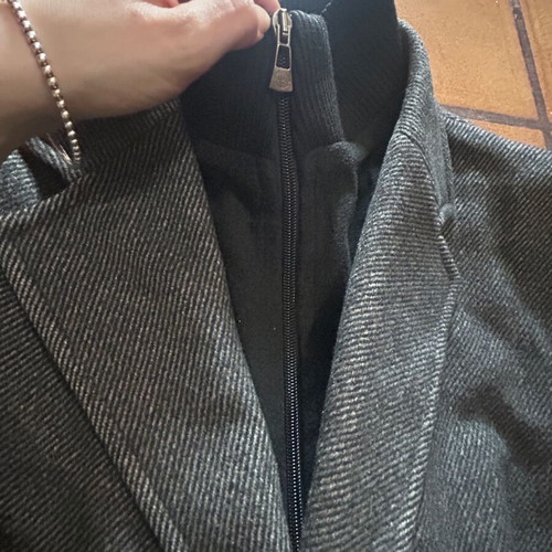 D’S Classic men’s coat used, wool blend charcoal tweed, size XL