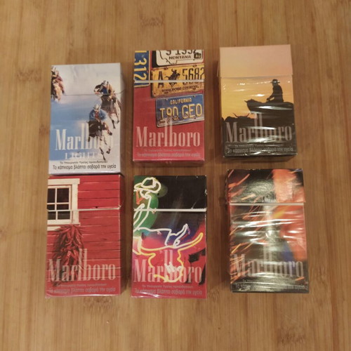 Marlboro collectible cigarette packs set of 6 used