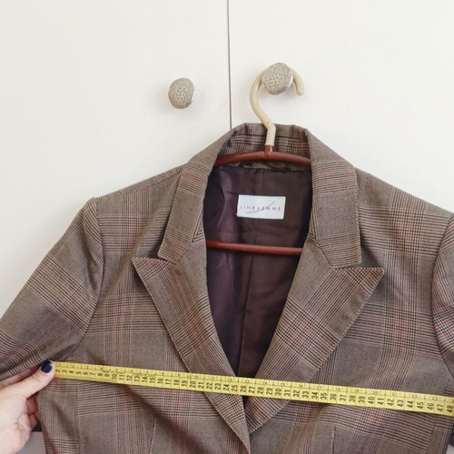 Lineaemme brown checked blazer jacket, women's L