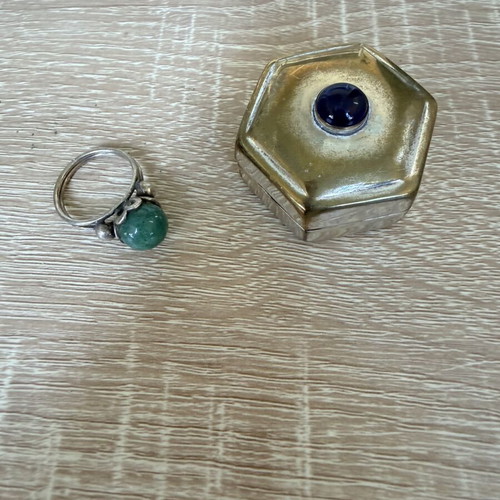 Silver ring with small box used
