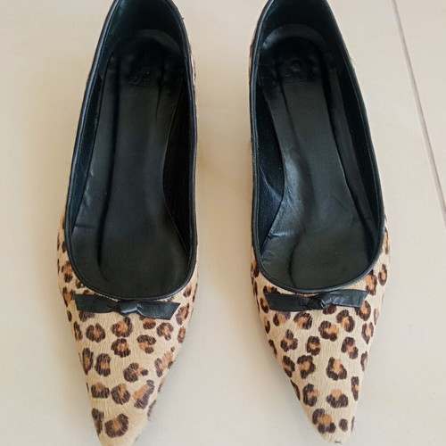 Zara leopard print leather kitten heels vintage Y2K 2005 used