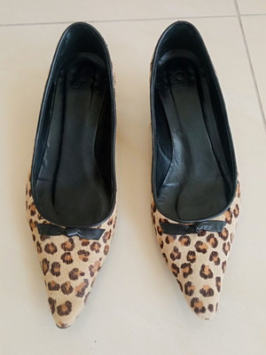 Zara leopard print leather kitten heels vintage Y2K 2005 used