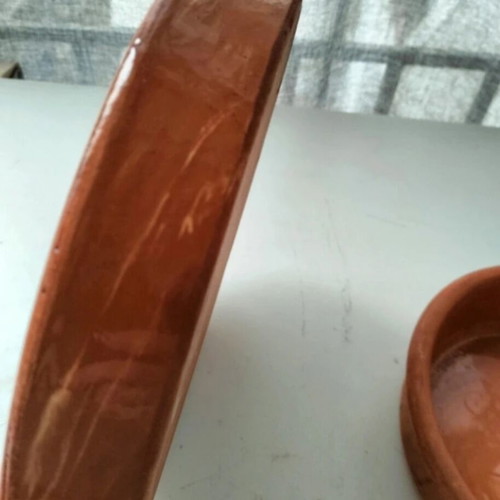 Clay plates used, set of 2, large and small