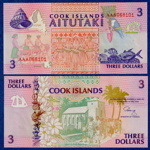 Cook Islands 3 Dollars 1992 banknote new