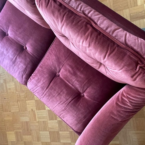 Vintage velvet living room set 1970s, burgundy