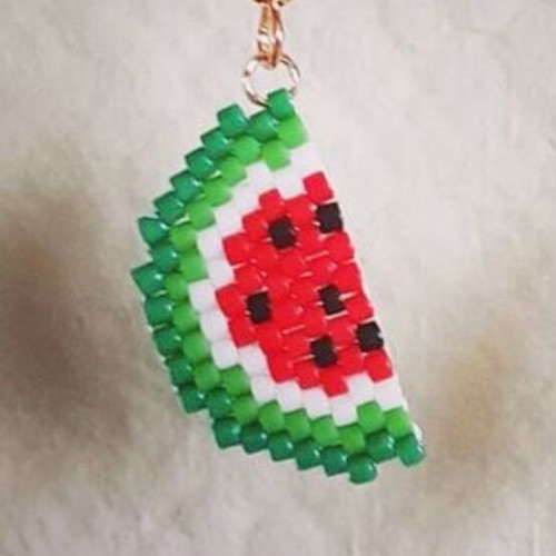 Watermelon Earrings handmade with Miyuki Delica 10/0 beads, new