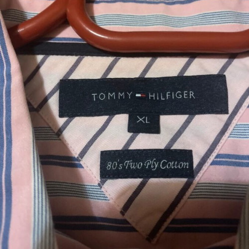 Tommy Hilfiger vintage shirt used, men's XL, blue and pink