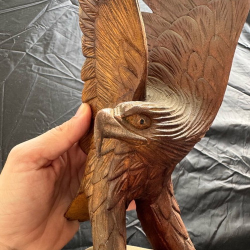 Handmade wooden eagle sculpture like new