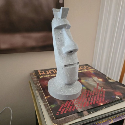 Moai headphones stand painted with stone effect, new