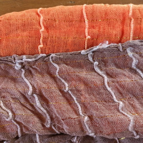 Cotton scarves new with subtle gold thread, set of 2 pieces