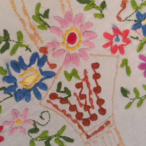 Handmade embroidered floral table runner made to order