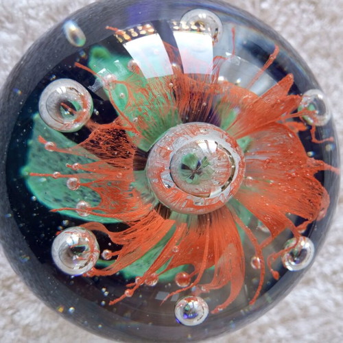 Murano ball new, glass, large 10×10 cm
