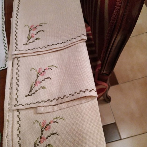 Handmade set of 6+3 table runners used