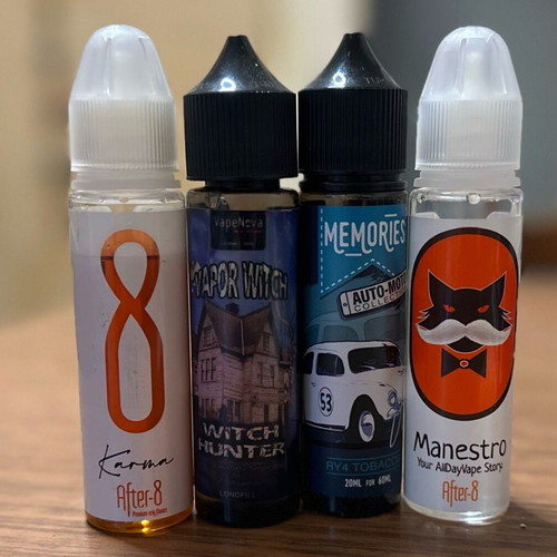 E-cigarette liquids used, Karma, Memories RY4, Witch Hunter, Manestro