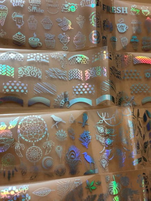Ολογραφικά αυτοκόλλητα νυχιών Aurora Glass καινούργιο, πακέτο 5 τεμ.
