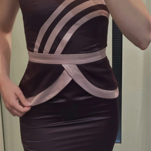 Lipsy London Strapless Satin Dress Aubergine S New