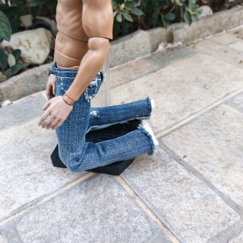 Ken Action Figure Doll with Articulated Body and Handmade Jeans