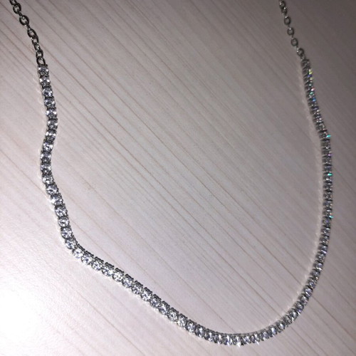 Stainless steel necklace with rhinestones new, silver