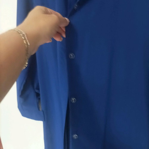 DRESS WITH BUTTONS BLUE M