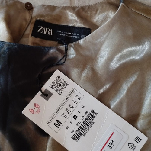 Zara dress, new, black and gold, size M