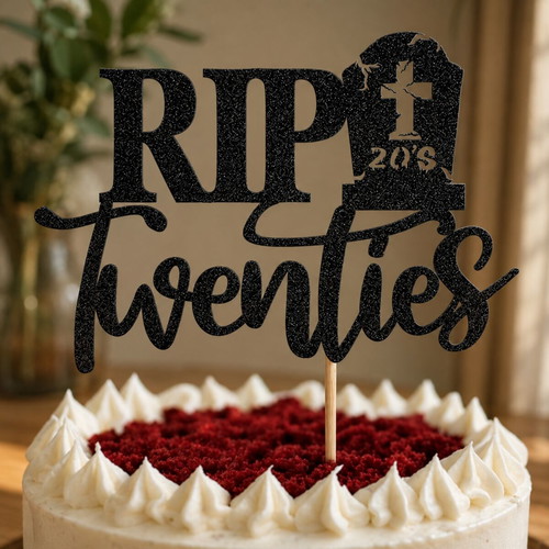 Cake decoration "RIP 20s" new, birthday topper