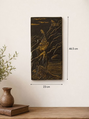Vintage Soviet brass wall art chalcography USSR 70s folk motif