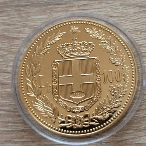 Italian gold replica coin 100 Lire 1880 new