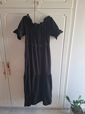 Maniags Maxi Dress 2XL Black New Cotton A-Line Bardot