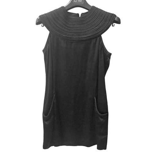 Emporio Armani Satin Dress Black Very Impressive Small Super Mini Neckline Cleopatra