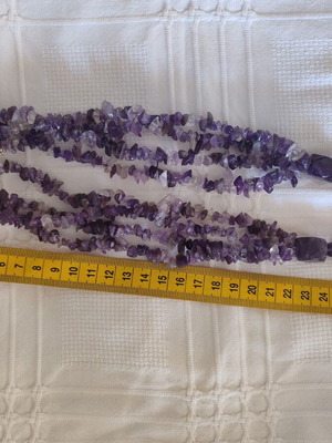 Multi-strand natural amethyst necklace, boho style