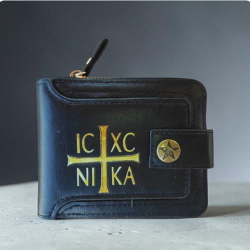 Wallet with IC XC NIKA print black color, new